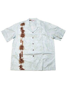Pacific Legend Hawaiian Aloha Shirt Lt Green XL Honu Tiki Surfboards